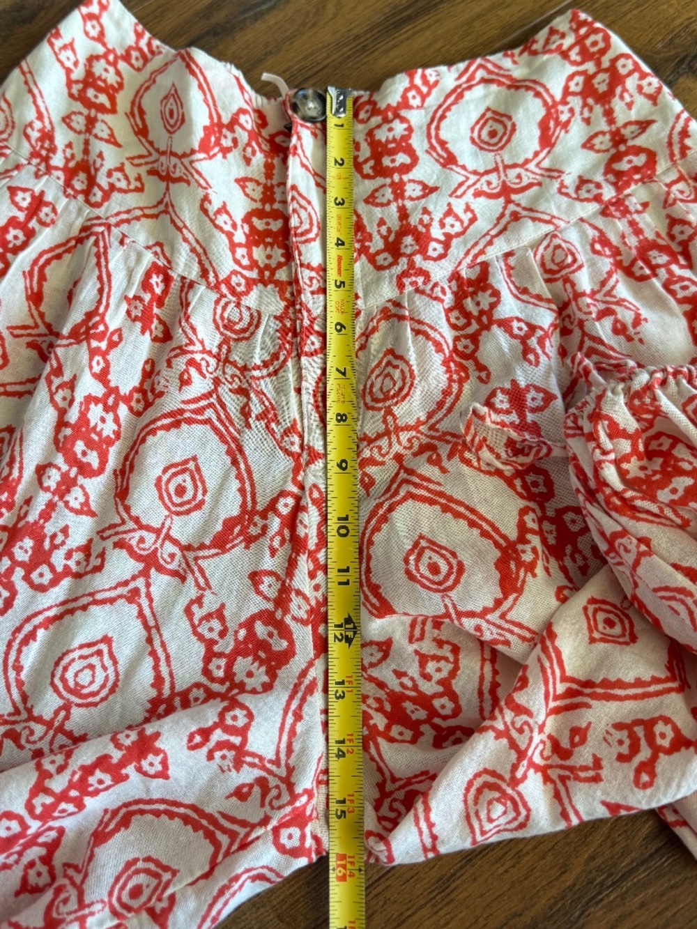 Free People Coral Red Print Balloon Harem Pants Boho Cotton India Large - Picture 11 of 15